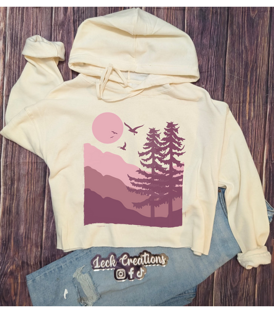 Abstract Tree Mountain Cropped Hoodie Independ Trading Co