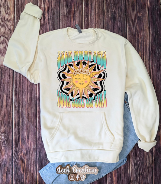 Seek What Sets Soul on Fire Next Level Crewneck WITH Pocket