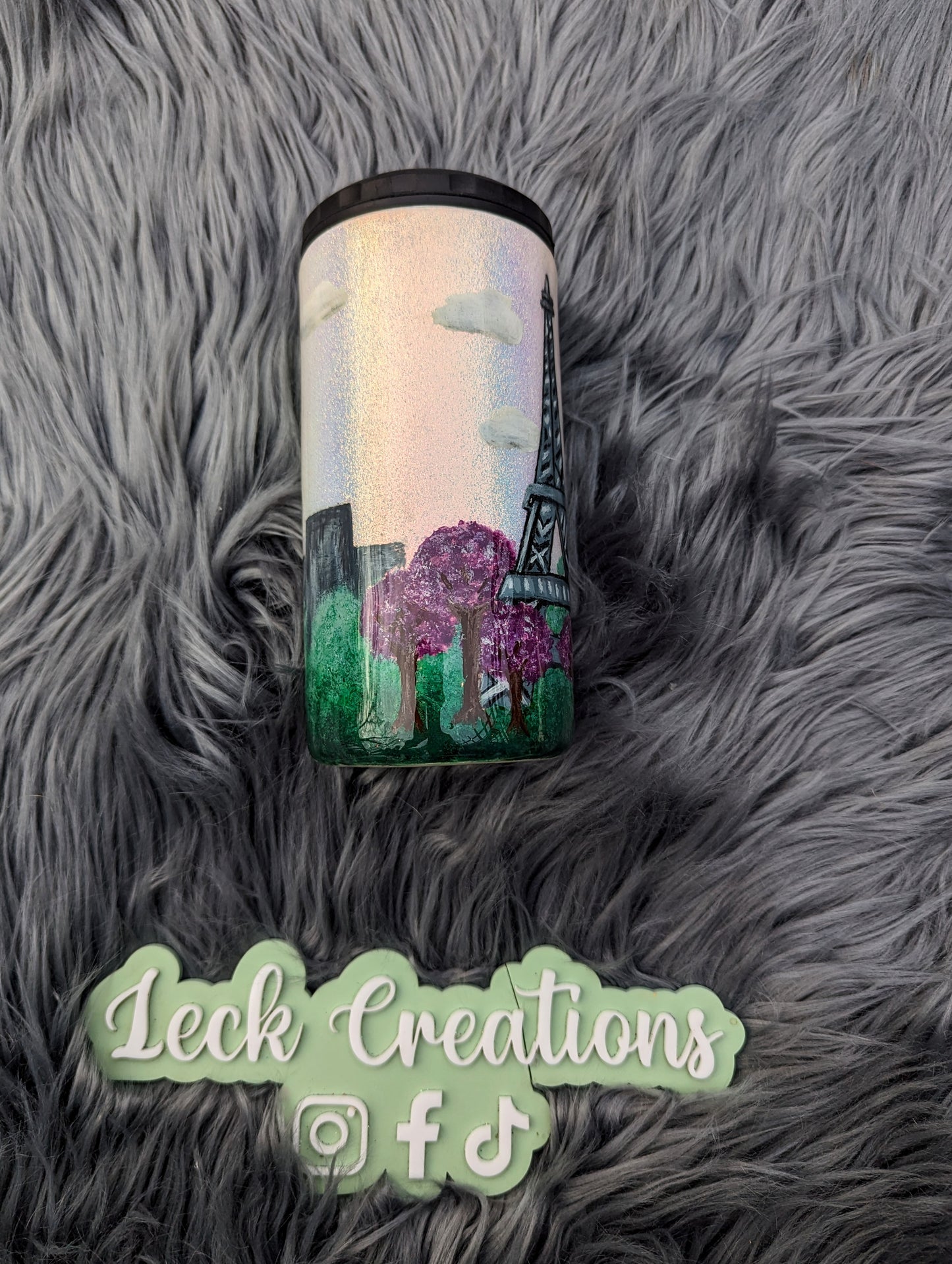 Hand Painted Paris Eiffel Tower Tumbler