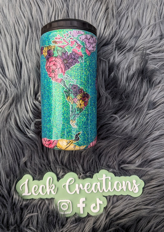 Hand Painted Floral World Travel Tumbler