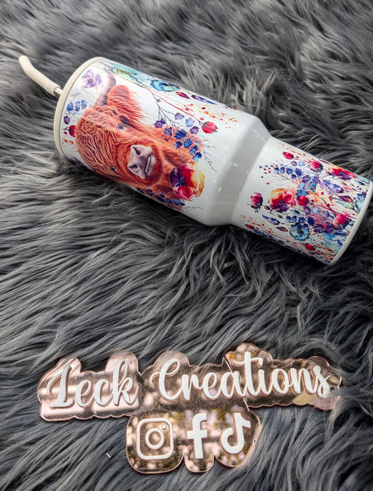 Cow Floral Sublimation 40oz Tumbler