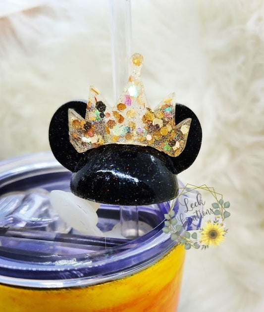 Mouse with Crown Straw Topper