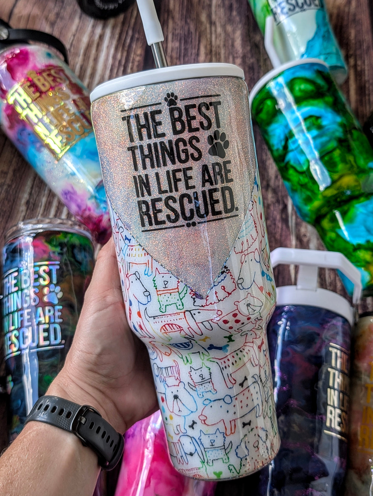 Rainbow Dog V Split Rescue Tumbler
