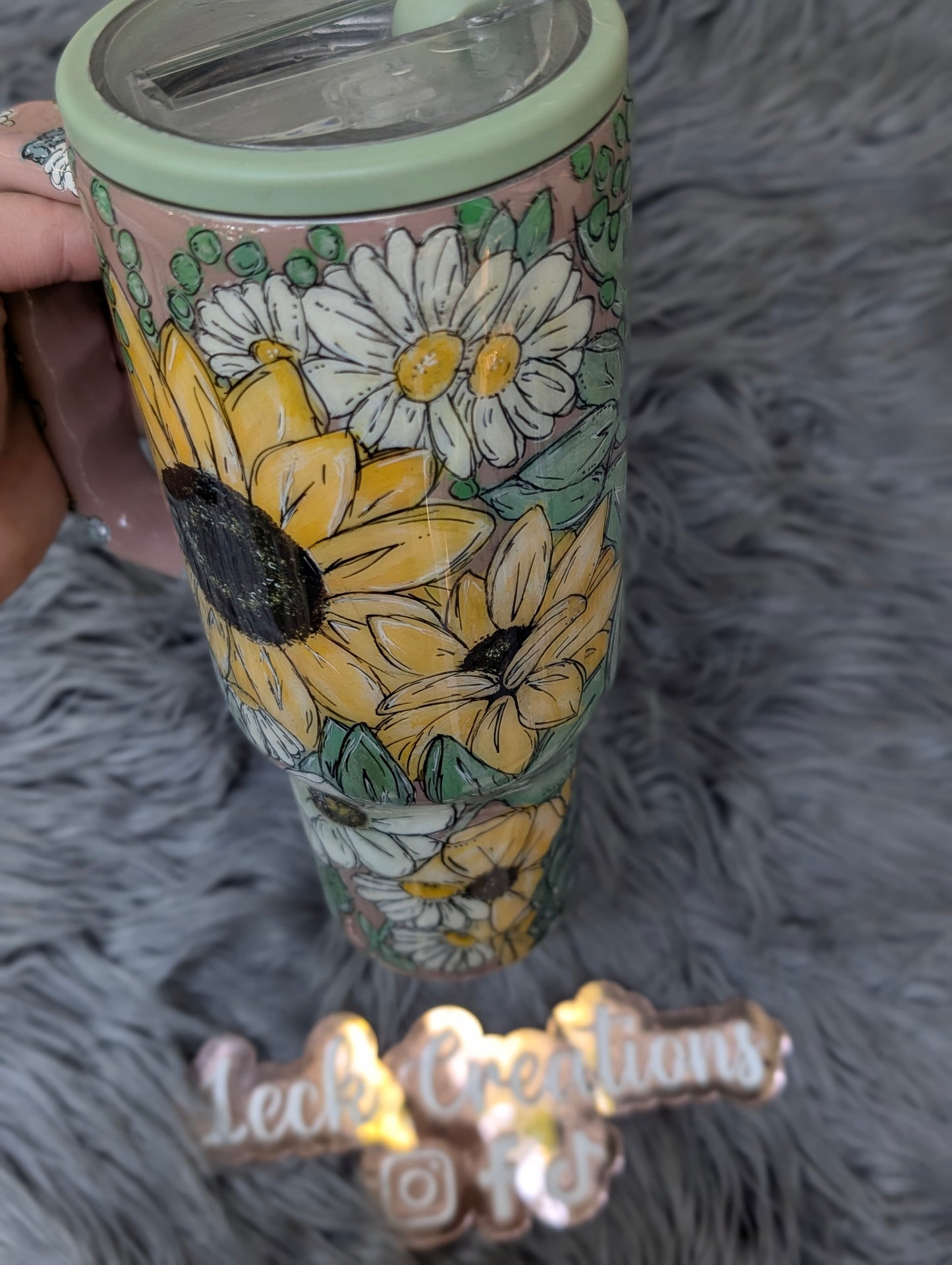 Custom Hand Painted Floral Tumbler