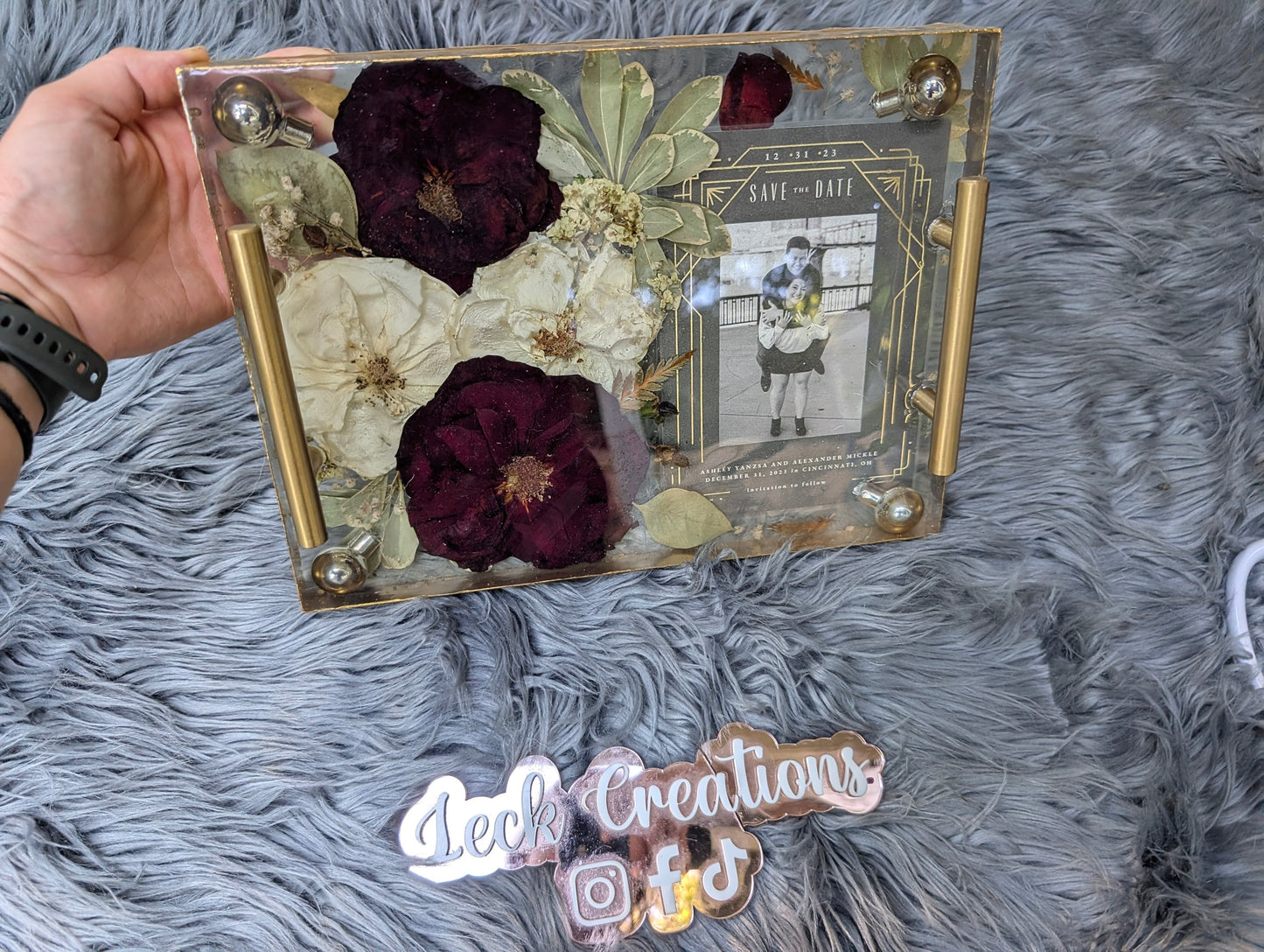 Custom Casted Flowers Large Serving Tray