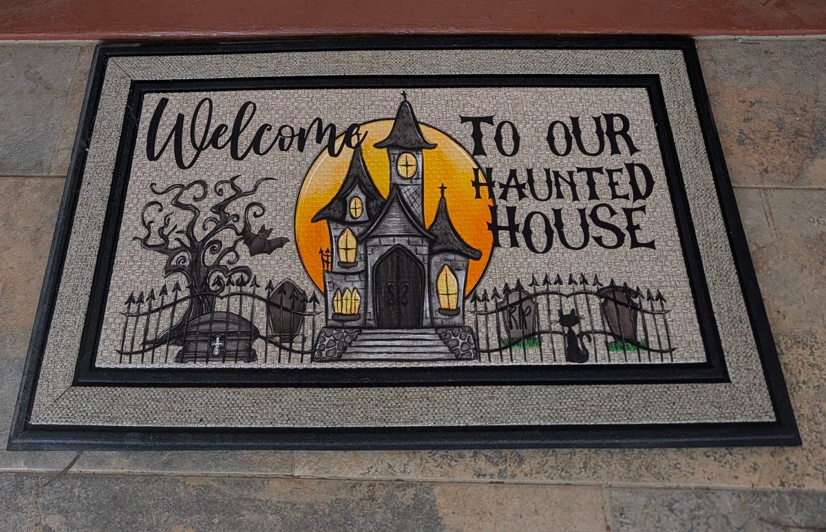 Halloween Haunted House Welcome Doormat