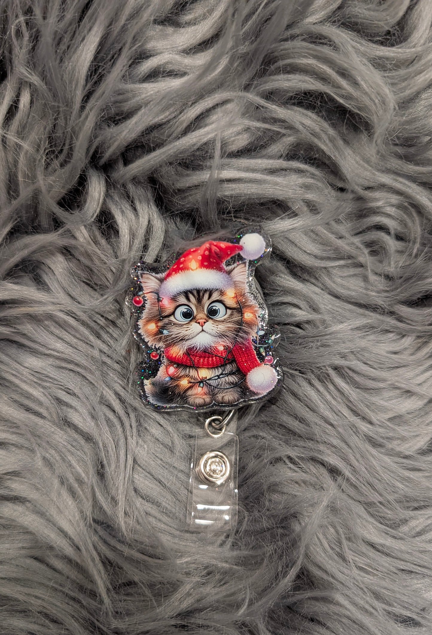 Christmas Cat Badge Reel ATTACHMENT ONLY
