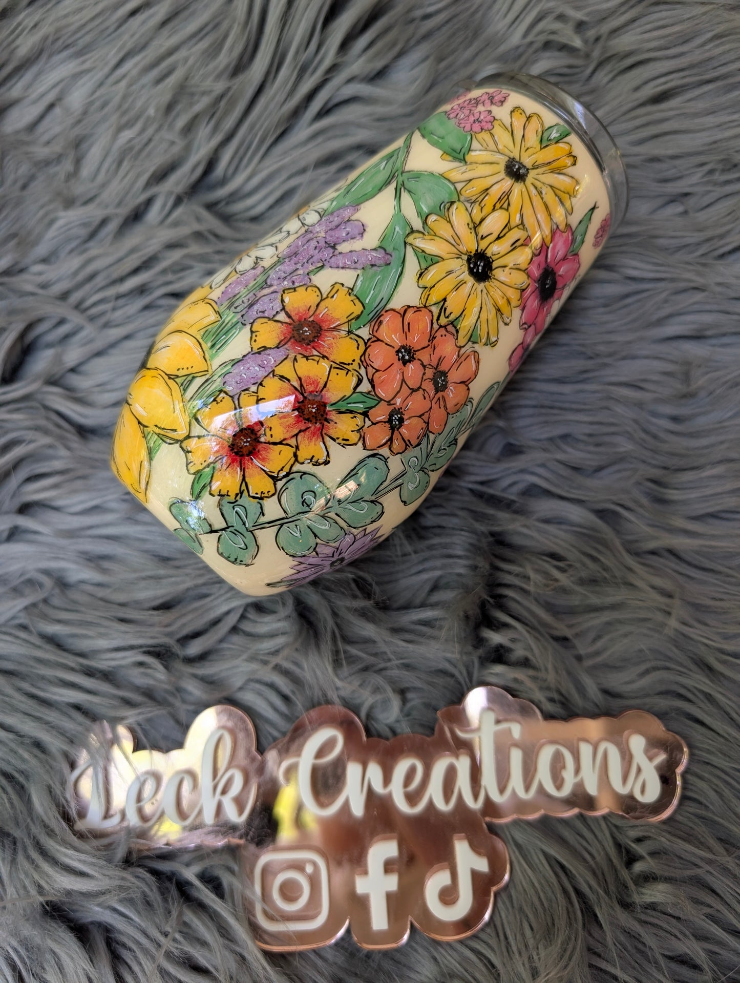 Custom Hand Painted Floral Tumbler