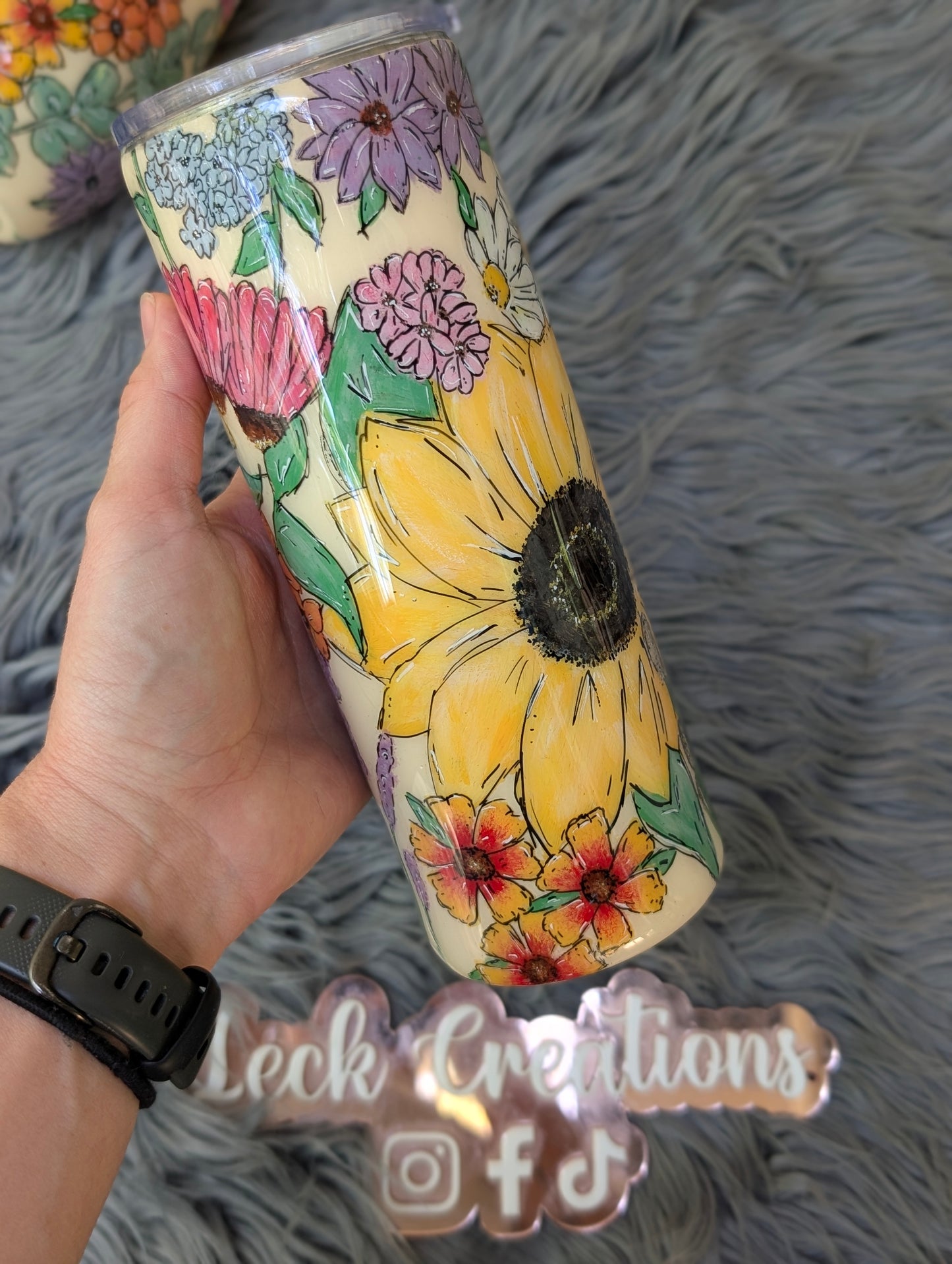Custom Hand Painted Floral Tumbler
