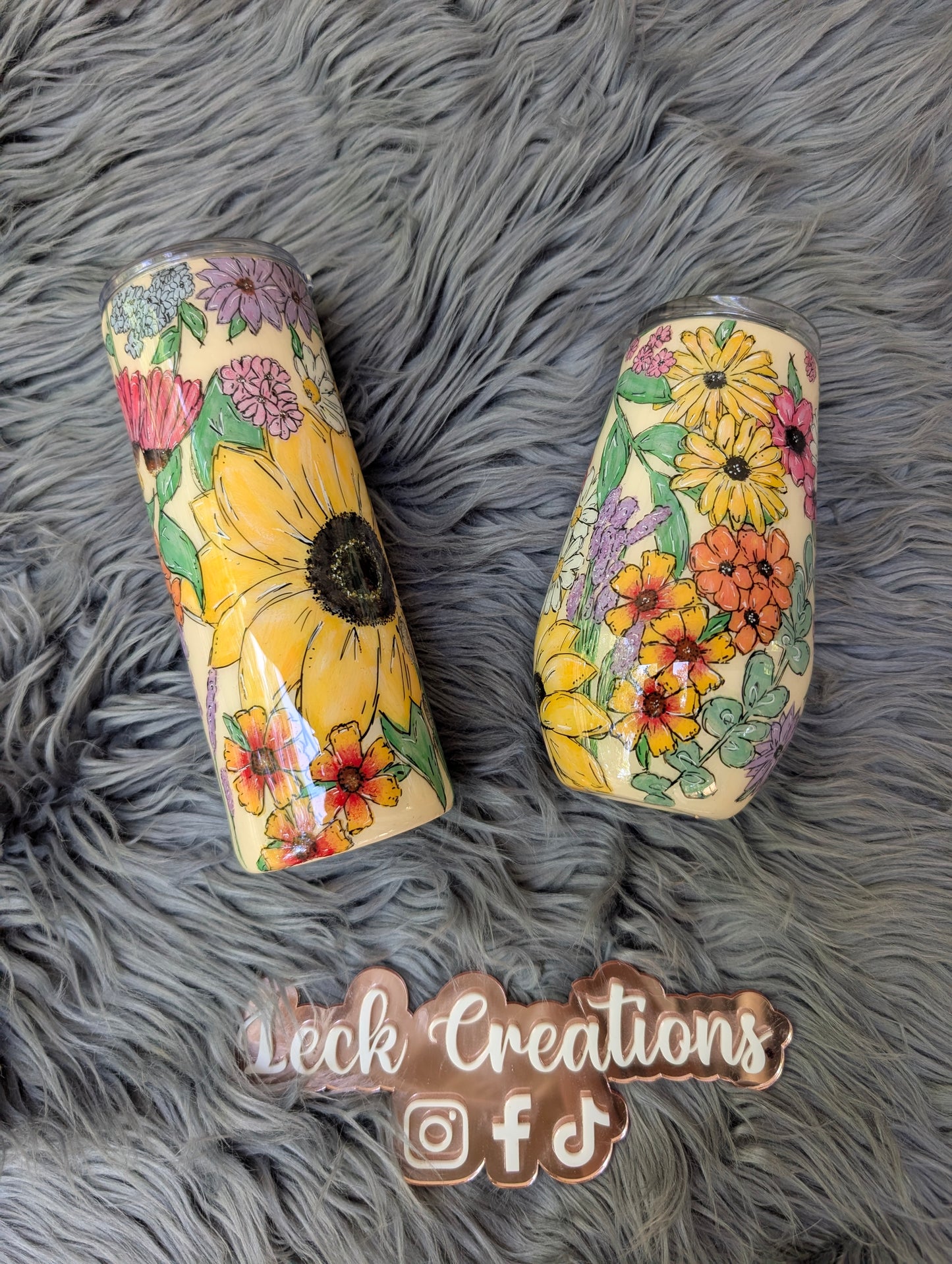 Custom Hand Painted Floral Tumbler