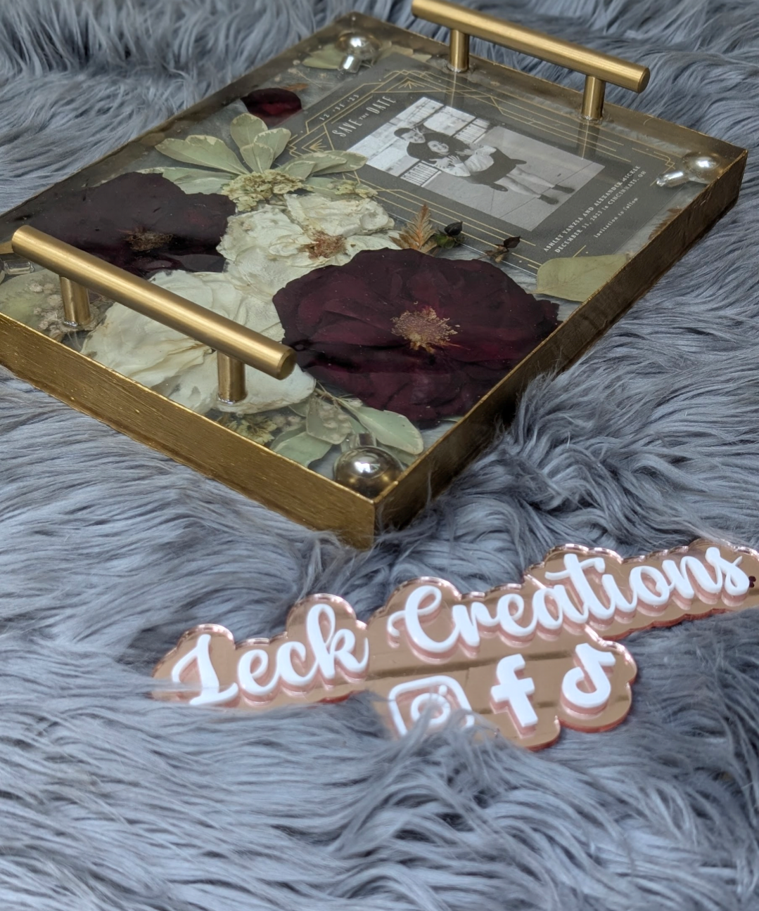 Custom Casted Flowers Large Serving Tray