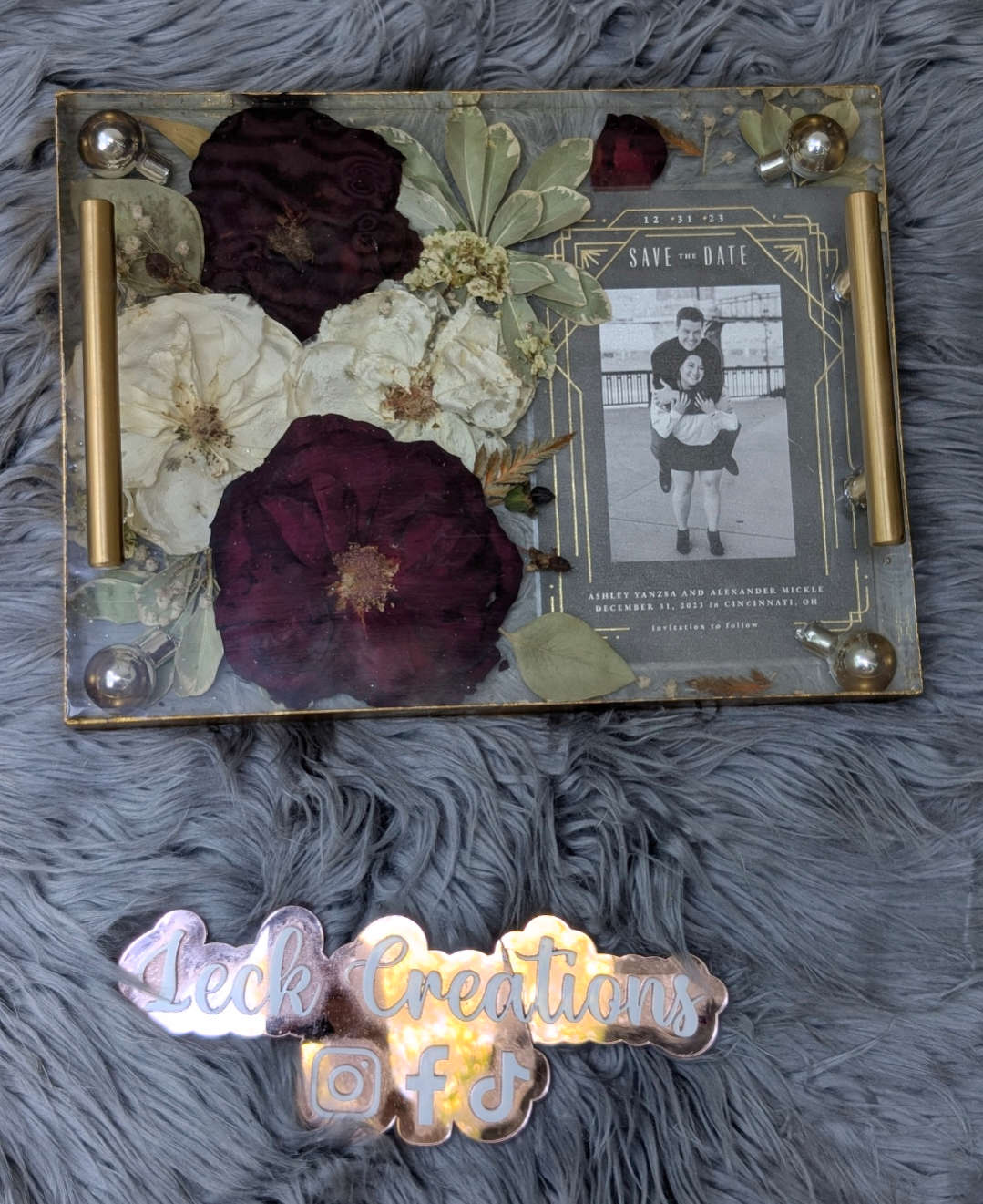 Custom Casted Flowers Large Serving Tray