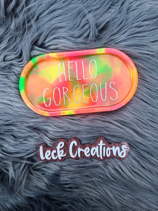 Custom Hello Gorgeous Resin Jewelry Dish