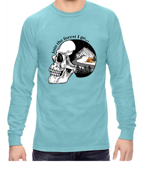 Skull Camping Comfort Colors Unisex Long Sleeve (no pocket)