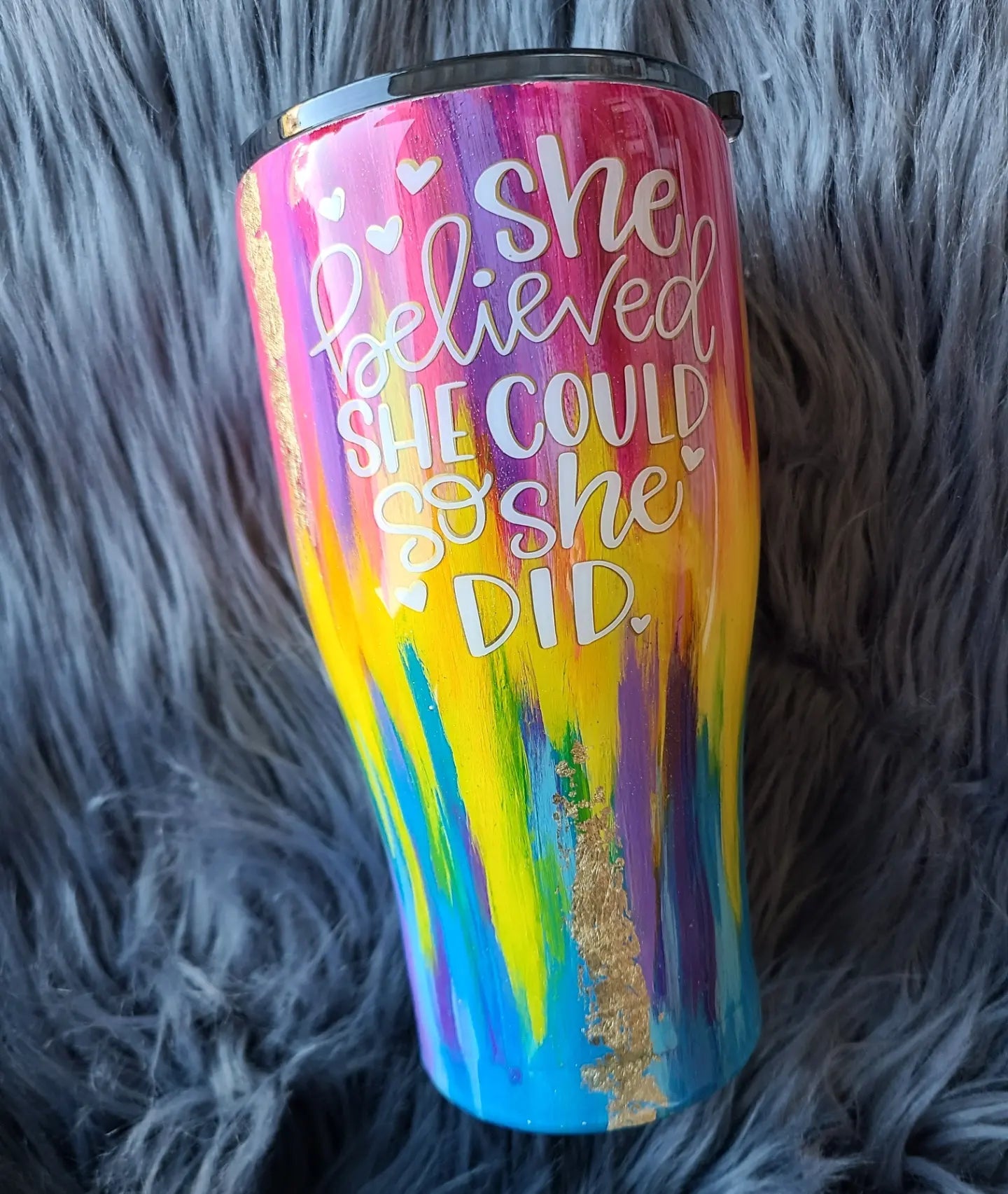 Rainbow Paint Tumbler