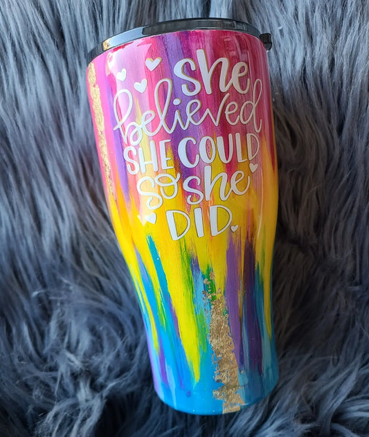 Rainbow Paint Tumbler