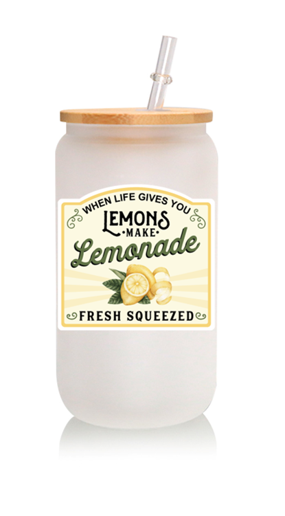 Lemonade 16oz Frosted Glass Can