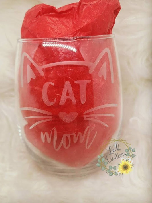 Cat Mom Glass