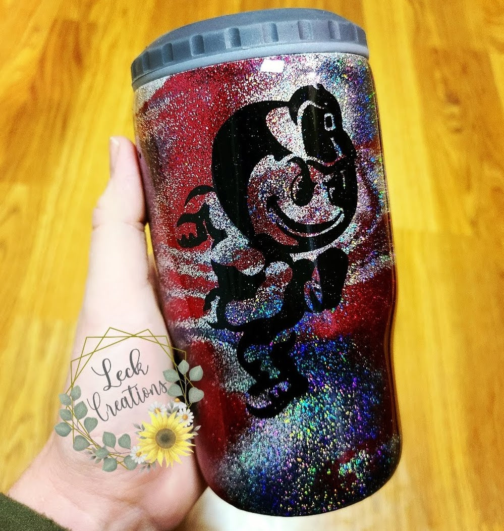 24 oz. Curved Tumbler with Handle (MULTI COLOR SWIRL with GLITTER)