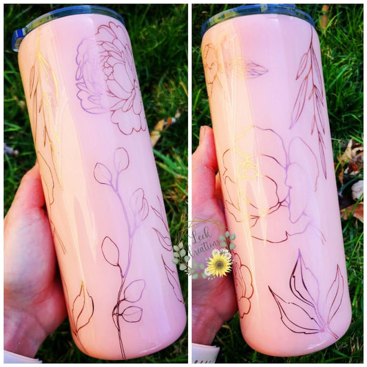 Custom Flower Outline Tumbler