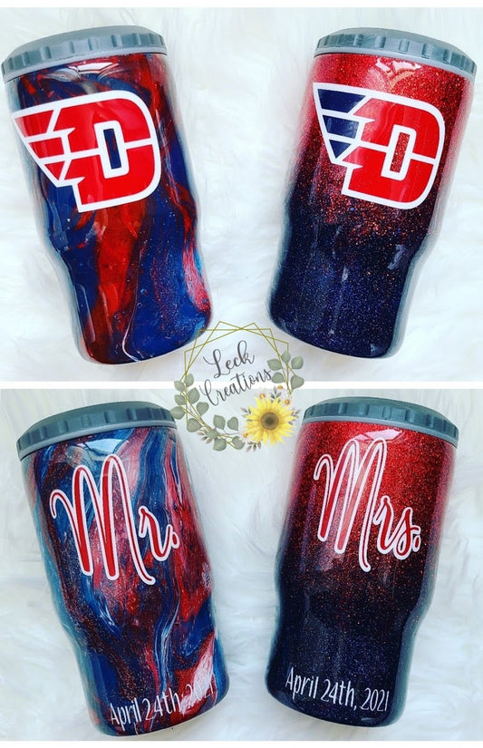 Mr. and Mrs. Sports themed Tumbler