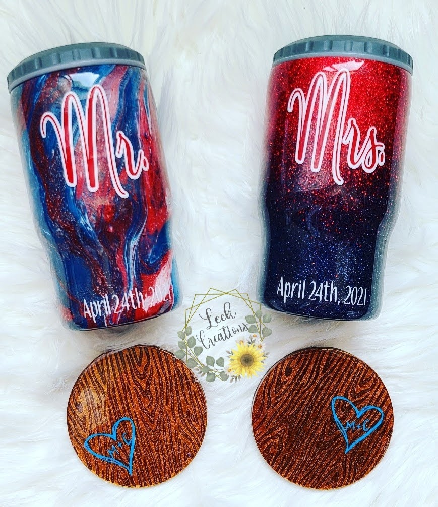 Mr. and Mrs. Sports themed Tumbler