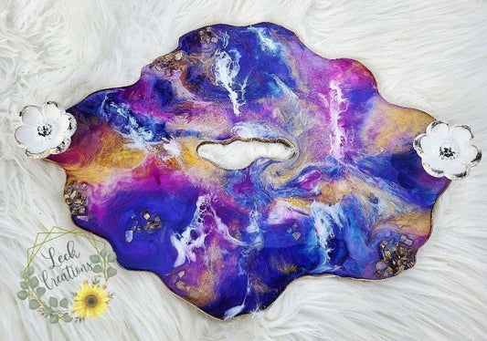 RTS Purple Gold Geode Serving Tray