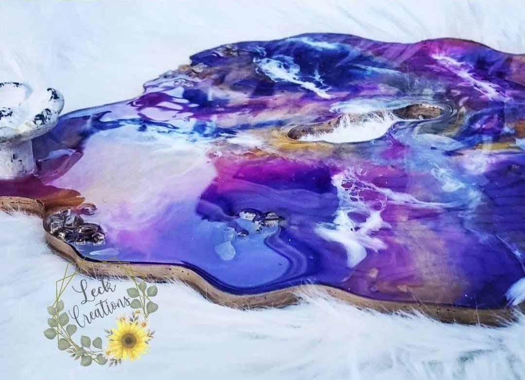 RTS Purple Gold Geode Serving Tray