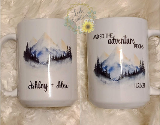 Adventure Engagement / Wedding Ceramic Mug